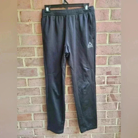 Reebok Mens Active Interlock Jogger Pants Size S Gray Reflective Slim Fit - Picture 2 of 9